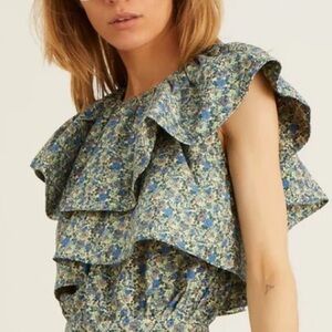 Laurence Bras Granite Ruffle Blouse